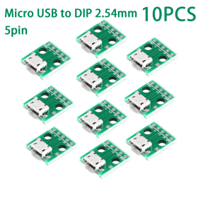 10pcs Micro USB To DIP Adapter 5pin Female Connector B Type PCB Converter Pinboard