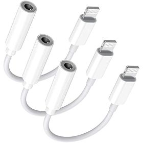 Lightning to 3.5 mm Headphone Jack Adapter; 3 Pack iPhone 3.5mm Headphones/Earphones Jack Aux Audio Dongle Adapter Compatible for iPhone 14-7; Support