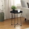 Round Metal Tray Black End Side Table, Removable Tray Outdoor & Indoor Drink, Snack, Coffee Table, Telephone Table