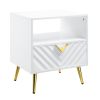 ACME Gaines End Table, White High Gloss Finish LV01140