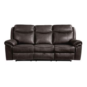 Dark Brown 1pc Double Reclining Sofa w/ Drop Down Cup Holders