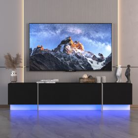 TV Console with Storage Cabinets, Remote Control, APP Control LED TV Stand, Full RGB Color Selection