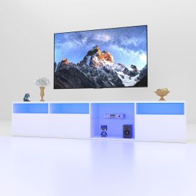 TV Console with Storage Cabinets, 82.6 Inch Long LED TV Stand with Full RGB Color Selection