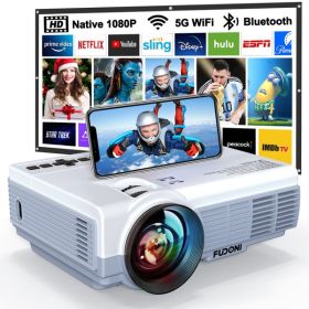 Projector with WiFi and Bluetooth,5G WiFi 9000L Native 1080P Video Projector, FUDONI Portable Movie Projector,Compatible with TV Stick, Smartphone