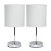 Chrome Mini Basic Table Lamp with Fabric Shade 2 Pack Set