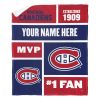 [Personalization Only] OFFICIAL NHL Colorblock Personalized Silk Touch Sherpa Throw Blanket - Montreal Canadiens