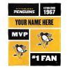 [Personalization Only] OFFICIAL NHL Colorblock Personalized Silk Touch Throw Blanket - Pittsburgh Penguins