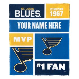 [Personalization Only] OFFICIAL NHL Colorblock Personalized Silk Touch Throw Blanket - St. Louis Blues