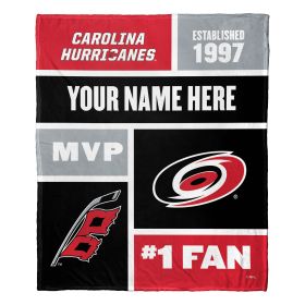 [Personalization Only] OFFICIAL NHL Colorblock Personalized Silk Touch Throw Blanket - Carolina Hurricanes