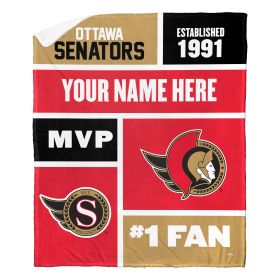 [Personalization Only] OFFICIAL NHL Colorblock Personalized Silk Touch Sherpa Throw Blanket - Ottawa Senators