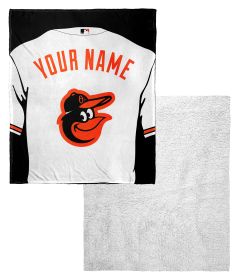 [Personalization Only] OFFICIAL MLB Jersey Personalized Silk Touch Sherpa Throw Blanket - Orioles