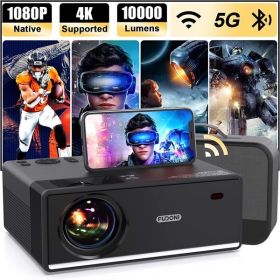 Projector with WiFi and Bluetooth; Projector 4K Support Native 1080P Projector; 5G WiFi FUDONI Outdoor Projector with 350 ANSI Max 300"Display(Shipmen