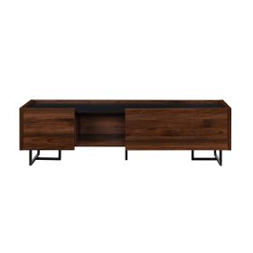 Contemporary Low-Profile TV Stand for TVs up to 65 inches â€“ Dark Walnut