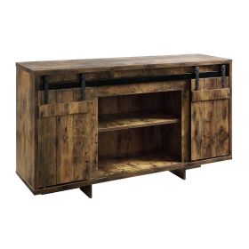 Rustic Oak TV Stand with 2 Barn Doors