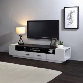 White and Black 2-Drawer TV Stand