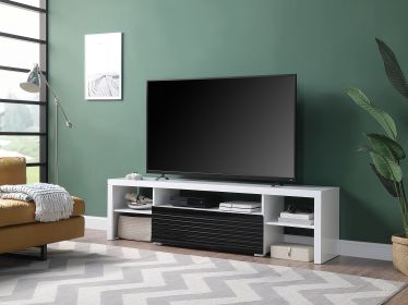 White and Black High Gloss 3-Shelf TV Stand