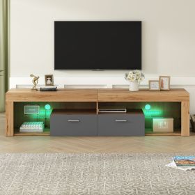 Modern Design TV Stands for TVs up to 80'', LED Light Entertainment Center, Media Console with 6 Storage Cabinets, TV cabinet for Living room, Bedroom