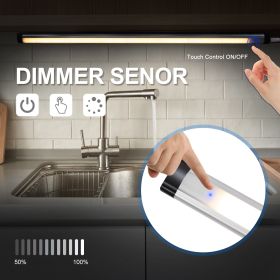 SEARMOR LED Touch Activated Under Cabinet Lighting, Dimmable Under Counter Light Bar Plug-in, USB Powered, 5W 3000K-6000K, Led Light Bar for Kitchen