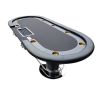 INO Design 96" Elite Oval Dark Knight Black Waterproof Felt Poker Table with Plastic Chip Tray Steel Drop Box