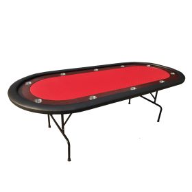 96" Light Series Folding Wooden Racetrack Red Felt Foldable Poker Table