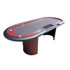 INO Design 96" 9 Players Oval Black WaterProof Surface Red Racetrack Casino Game Texas Hold'em Poker Table With Tray & Dropbox