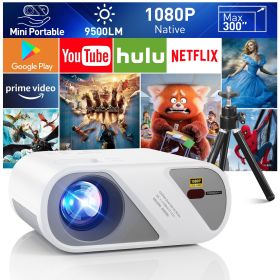 Projector, Full HD 1080P Video Projector With Tripod, Portable Mini Outdoor Movie Projector For iPhone