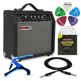 5 Core Guitar Amp 20W Amplifier For Electric Bass Acoustic Practice Amp Small Portable Mini Amplificador Para Bajo with Built in Effects - GA 20 BLK