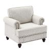 Living Room Furniture, Modern 3-Piece Including Three-Seater, Loveseat and Single Chair,Chenille modern Upholstered Sofa Set, White