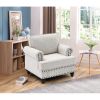 Living Room Furniture, Modern 3-Piece Including Three-Seater, Loveseat and Single Chair,Chenille modern Upholstered Sofa Set, White