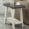 Athens Contemporary Two-Tone Wood Shelf Side Table in Weathered Charcoal and Beige