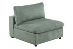 Sage Color 7pc Modular Sectional Set Corduroy Upholstery Couch 2x Corner wedge, 2x Armless Chairs 3x Ottomans Living Room Furniture