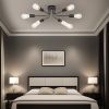 Modern Sputnik Chandelier 6 Light Semi Flush Mount Ceiling Lighting Cotemporary Industrial Brushed Nickel Ceiling Fixture