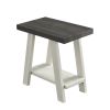 Athens Contemporary Two-Tone Wood Shelf Side Table in Weathered Charcoal and Beige