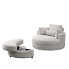 [Video] Welike Swivel Accent Barrel Modern Sofa Lounge Club Big Round Chair with Storage Ottoman Linen Fabric for Living Room Hotel with Pillows