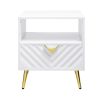 ACME Gaines End Table, White High Gloss Finish LV01140