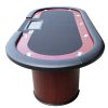 INO Design 96" 9 Players Oval Black WaterProof Surface Red Racetrack Casino Game Texas Hold'em Poker Table With Tray & Dropbox