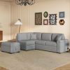 Sleeper Sectional Sofa, L-Shape Corner Couch Sofa-Bed with Storage Ottoman & Hidden Arm Storage & USB Charge for Living Room Apartment, Gray