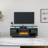 Black 160CM large TV cabinet with fireplace can heating change color 9 models 8 levels have LED Light