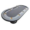 INO Design 96" Elite Oval Dark Knight Black Waterproof Felt Poker Table with Plastic Chip Tray Steel Drop Box