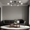 Modern Sputnik Chandelier 6 Light Semi Flush Mount Ceiling Lighting Cotemporary Industrial Brushed Nickel Ceiling Fixture