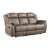 Classic Sandy Brown 1pc Double Reclining Sofa Plush Comfort Pillow-Top Arms Vertical Tufting Solid Wood Luxury Living Room Furniture