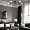 Modern Sputnik Chandelier 6 Light Semi Flush Mount Ceiling Lighting Cotemporary Industrial Brushed Nickel Ceiling Fixture