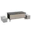 5 Pieces Lift Top Coffee Table Set with Storage Convertible Dining Table with Ottomans