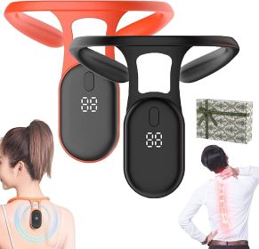 UIJKMN Portable Soothing Body Shaping Neck Instrument; Neck Acupoints Massager Device for Pain Relief (Black-1) (Color: Black+orange-2)