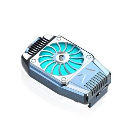 Mobile Phone Cooler Rechargeable Cooling Fan Cell Phone Radiator For Playing Games Watching Videos With LED Light; Compatible For ; iPhone/Google/Sams (Items: H15With Battery, Color: Silvery)