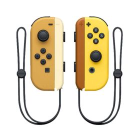 Wireless Switch Controller Joys Con Gamepad For Switch Control With Straps Dual Vibration Joysticks For Switch Joypad (Bundle: With 2 Straps, Color: Yellow brown)