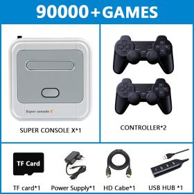 Retro Game Box Super Console X Video Game Console For PSP/PS1/MD/N64 WiFi Support HD Out Built-in 50 Emulators With 90000+Games (Plug Type: US, Color: SX-64G-706W-2)