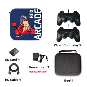 Arcade Box Game Console for PS1/DC/Naomi 64GB Classic Retro 33000+ Games Super Console 4K HD Display on TV Projector Monitor (Bundle: US plug, Color: wired controller)