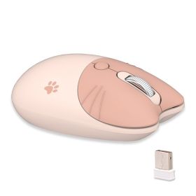 Cartoon Cat Print Wireless Silent Mouse; Kawaii Mouse; 4 Colors Available (Color: Milk Tea Color)