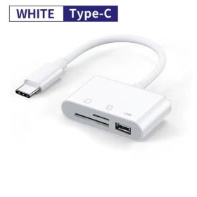 1PC USB C SD Card Reader Adapter Type C Micro SD TF Card Reader Multifunction 3 In 1 OTG Adapter For Laptop IPad PC MacBook Phone Camera (Color: White)